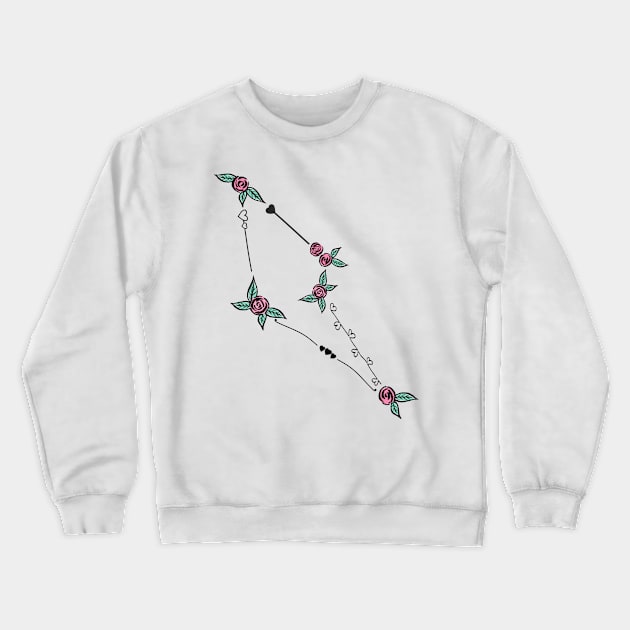 Reticulum (The Reticle) Constellation Roses and Hearts Doodle Crewneck Sweatshirt by EndlessDoodles